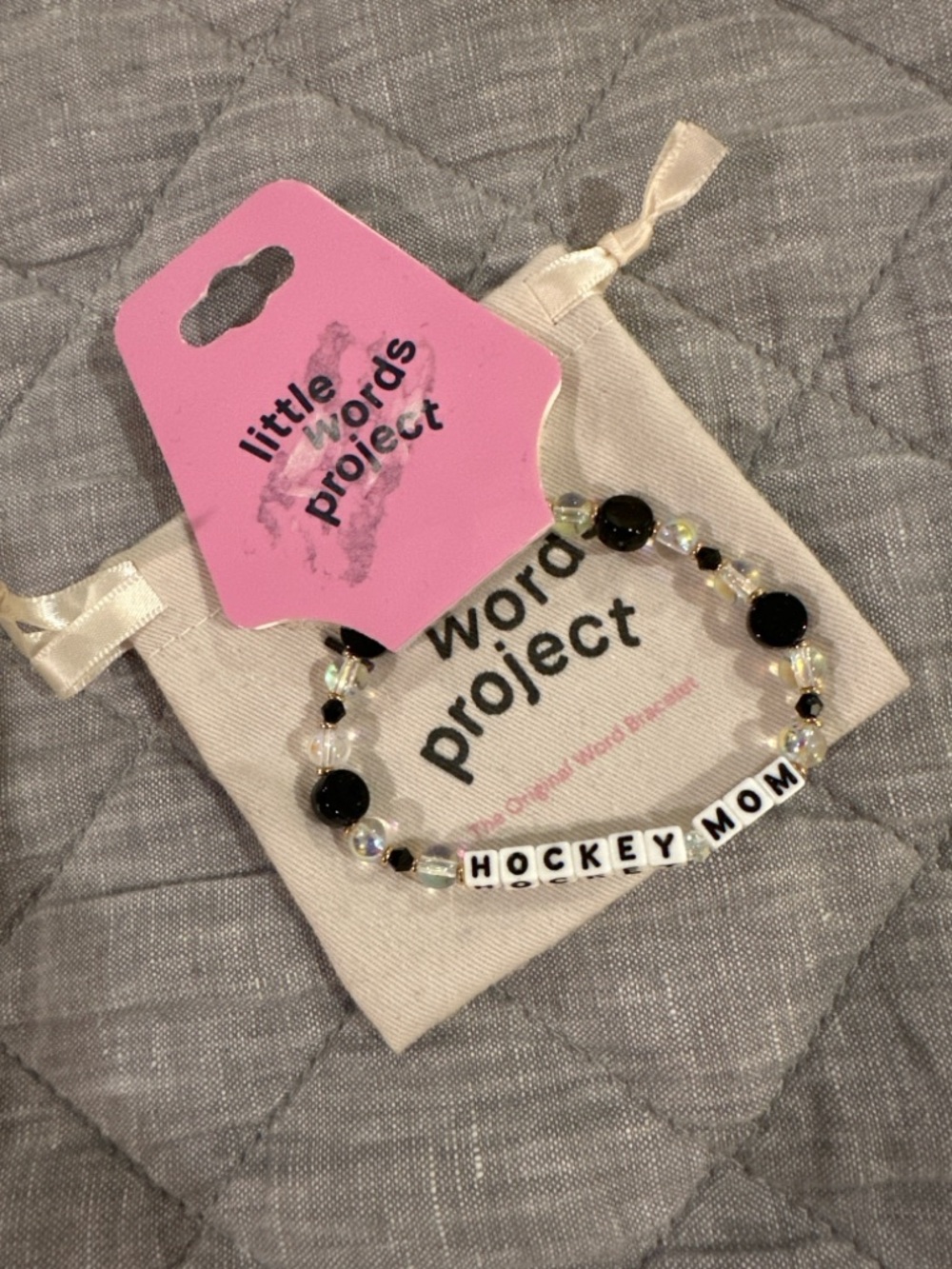 NWT Little Words Project “Hockey Mom” beaded stretch  bracelet